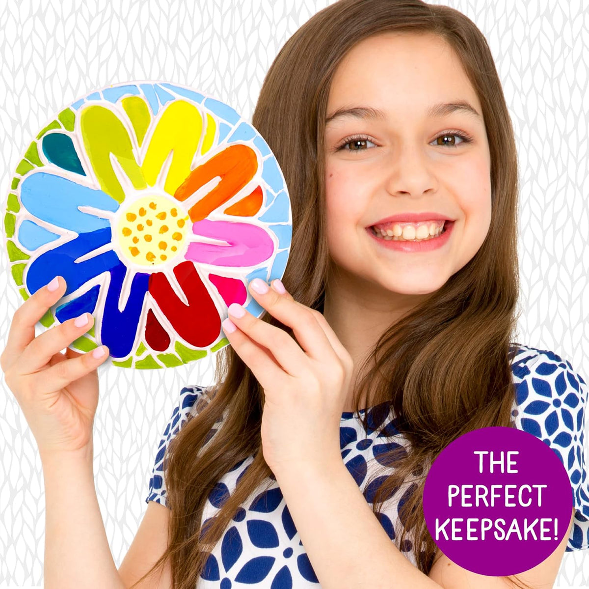 Creative Roots Mosaic Flower Garden Stepping Stone Kit, Includes 7-Inch Ceramic Stone & 6 Vibrant