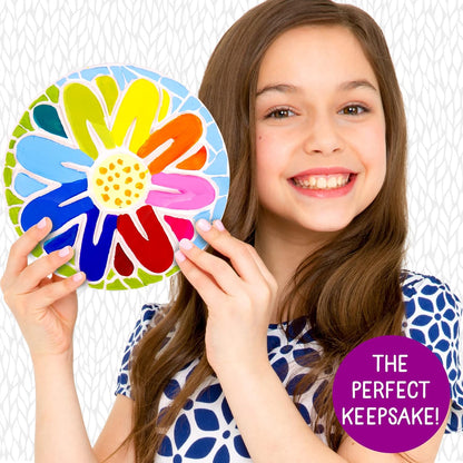 Creative Roots Mosaic Flower Garden Stepping Stone Kit, Includes 7-Inch Ceramic Stone & 6 Vibrant