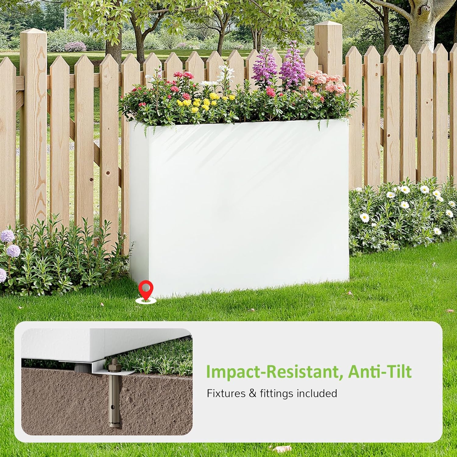 Planter Box Outdoor 38"W x 10.2"D x 30"H- Tall Rectangular Planters for Outdoor Patio/Porch