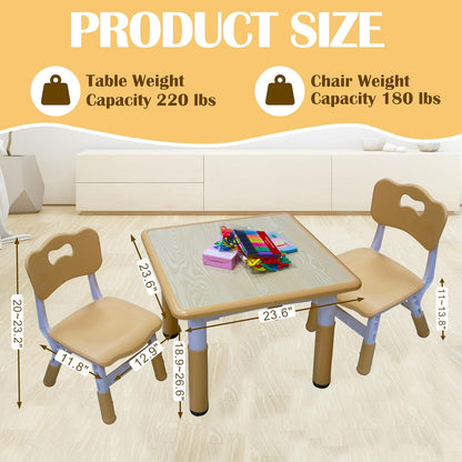 Kids Table and 2 Chairs Set with Graffiti Desktop, Toddler Furniture Set, Non-Slip Table Children