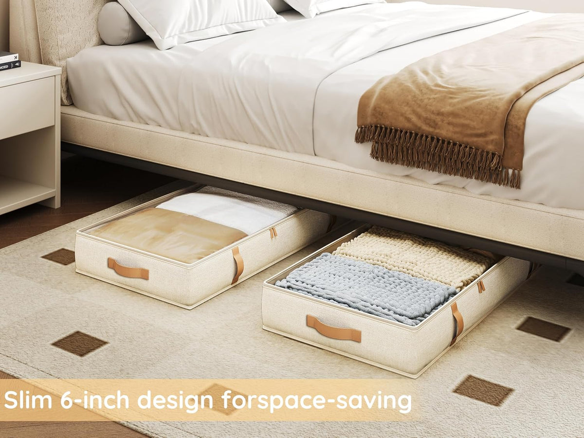 Vailando Under Bed Storage Containers, Foldable Storage Bins for Blankets, Comforter, and Seasonal