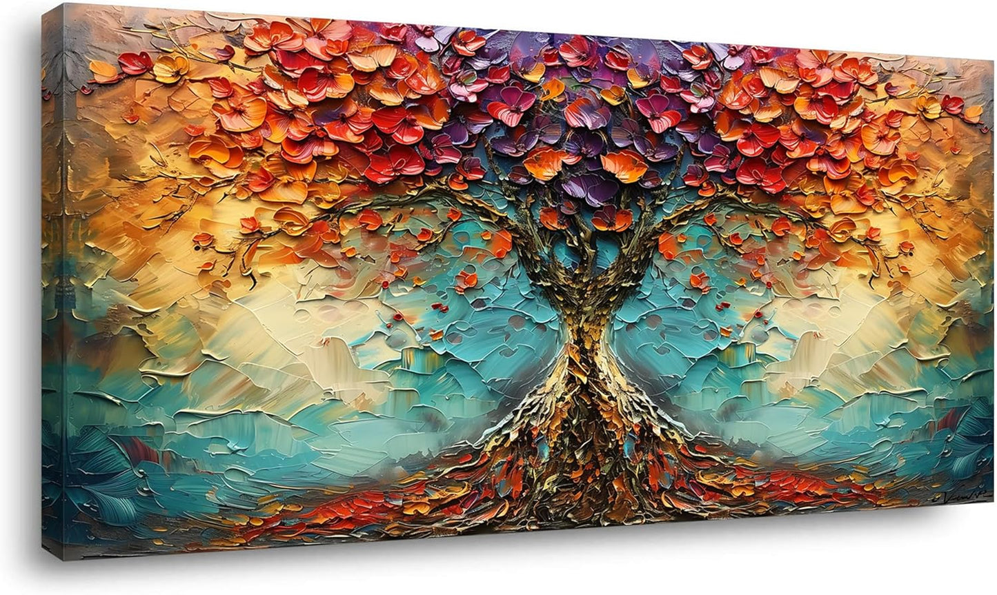 LASMOND Beautiful Colorful Tree Amazing Art Plants Wall Art Decor Artwork for Living Room (30x60