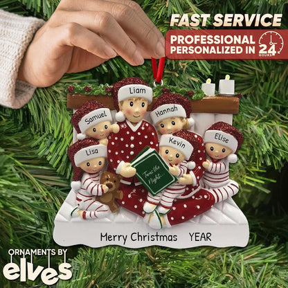 Bedtime Storytelling Family of 6 Christmas Ornament 2025 Personalized Family Christmas Ornaments