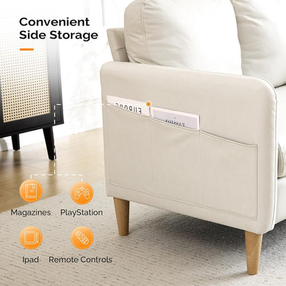 VINGLI 47" Small Couch, Beige Loveseat Mini Couch Mid Century Modern Decor Love Seat for Small