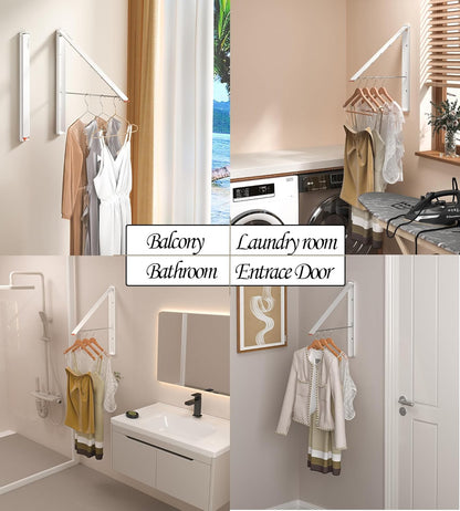 Dr.DJ Clothes Drying Rack Wall Mounted, Retractable & Foldable Clothes Hanger for Laundry Room