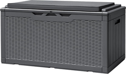 Devoko 100 Gallon Deck Box, Waterproof Resin Outdoor Storage Box with Cushion for Outside and