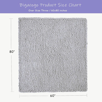 Bigacogo Chunky Knit Throw Blanket for Couch, 60x80 inches, 100% Hand Knitted with Thick Jumbo