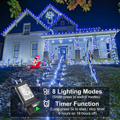 Christmas Lights Outdoor, 100FT 300 LED Christmas Tree Lights with 8 Modes Waterproof, Connectable