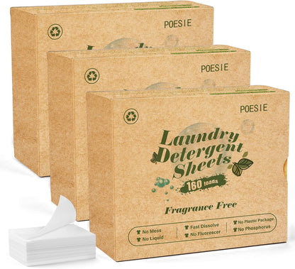 Poesie Laundry Detergent Sheets 3 Pack 480 Count 240 Loads Laundry Detergent for Travel Home Save