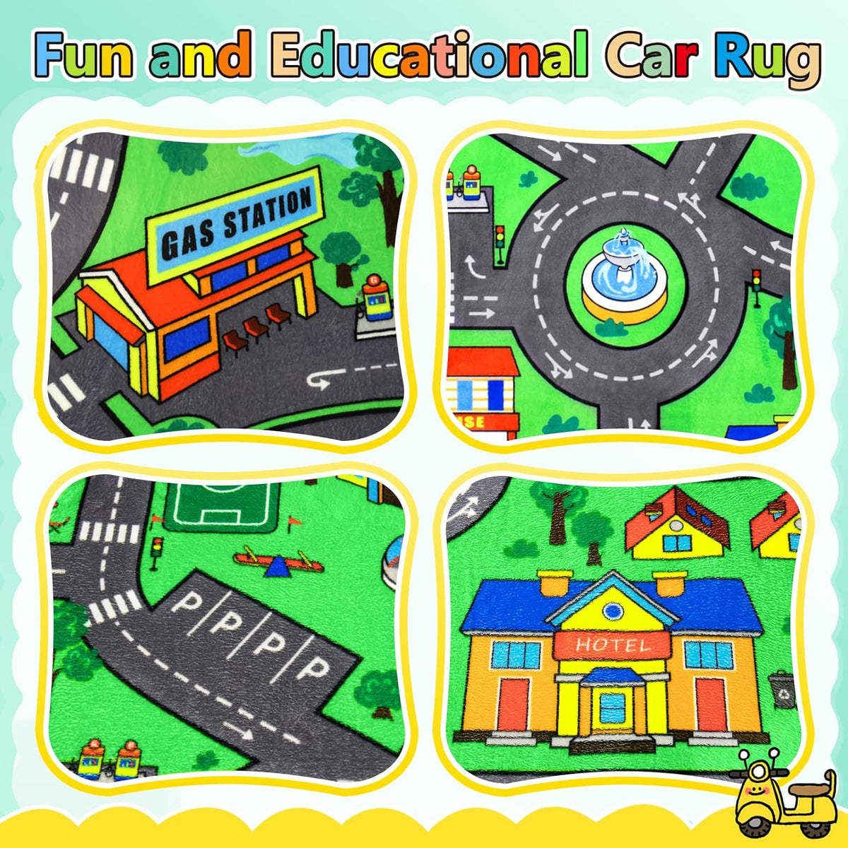 Road Car Rug,City Road Rug for Kids,4x6 Ft Kids Floor Play mat,and Car Carpet Play Mat with