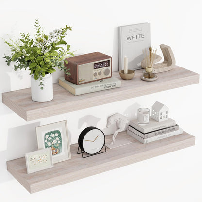 36 Inch Floating Shelves, 3D Textured Wood Grain, 36"x9.25"x1.5" Inch Deep Floating Shelves for