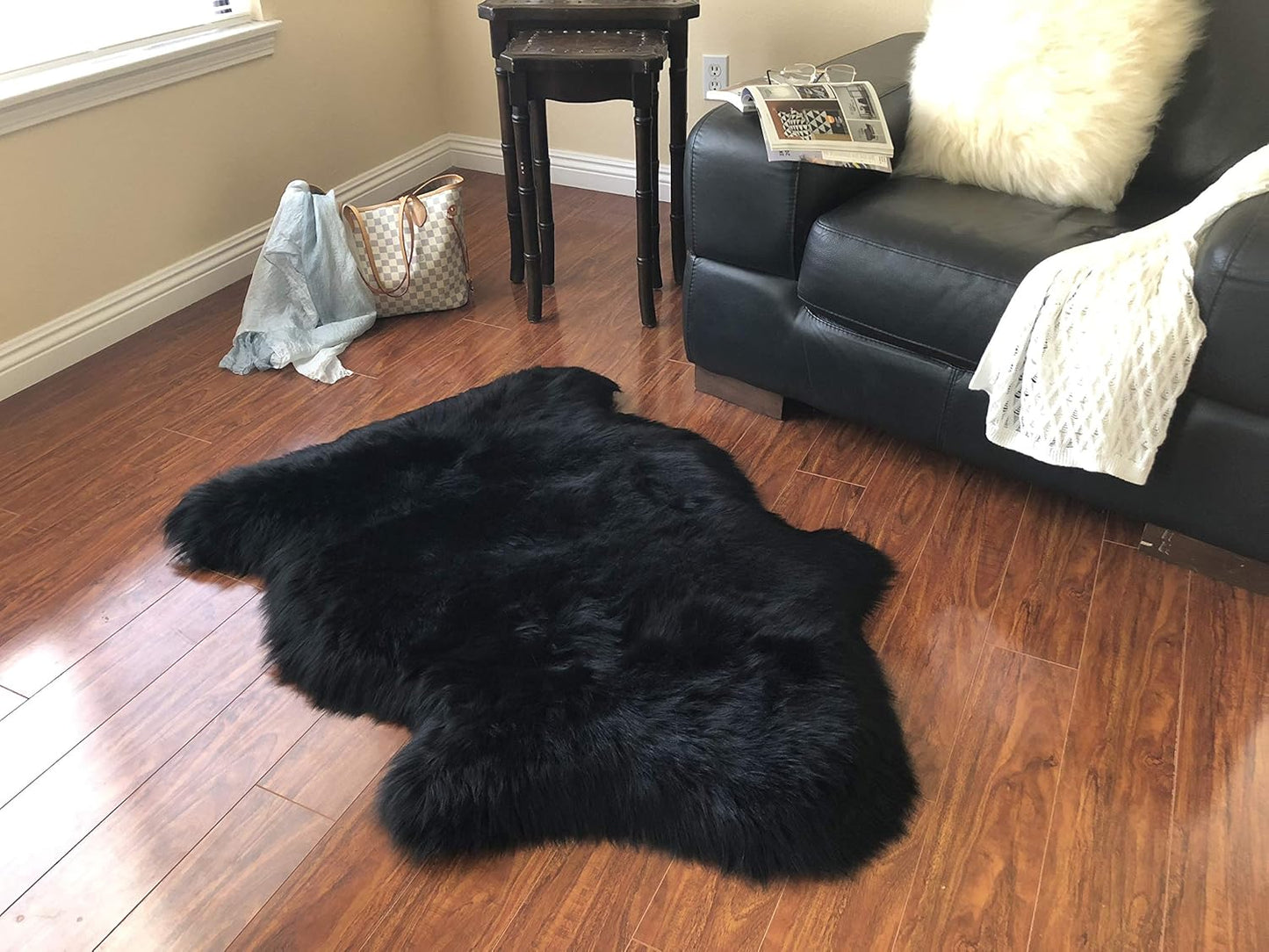 LAMBZY Faux Sheepskin Hypoallergenic Free Shape Silky Shag Rug, Luxury Shaggy Silky Plush Carpet