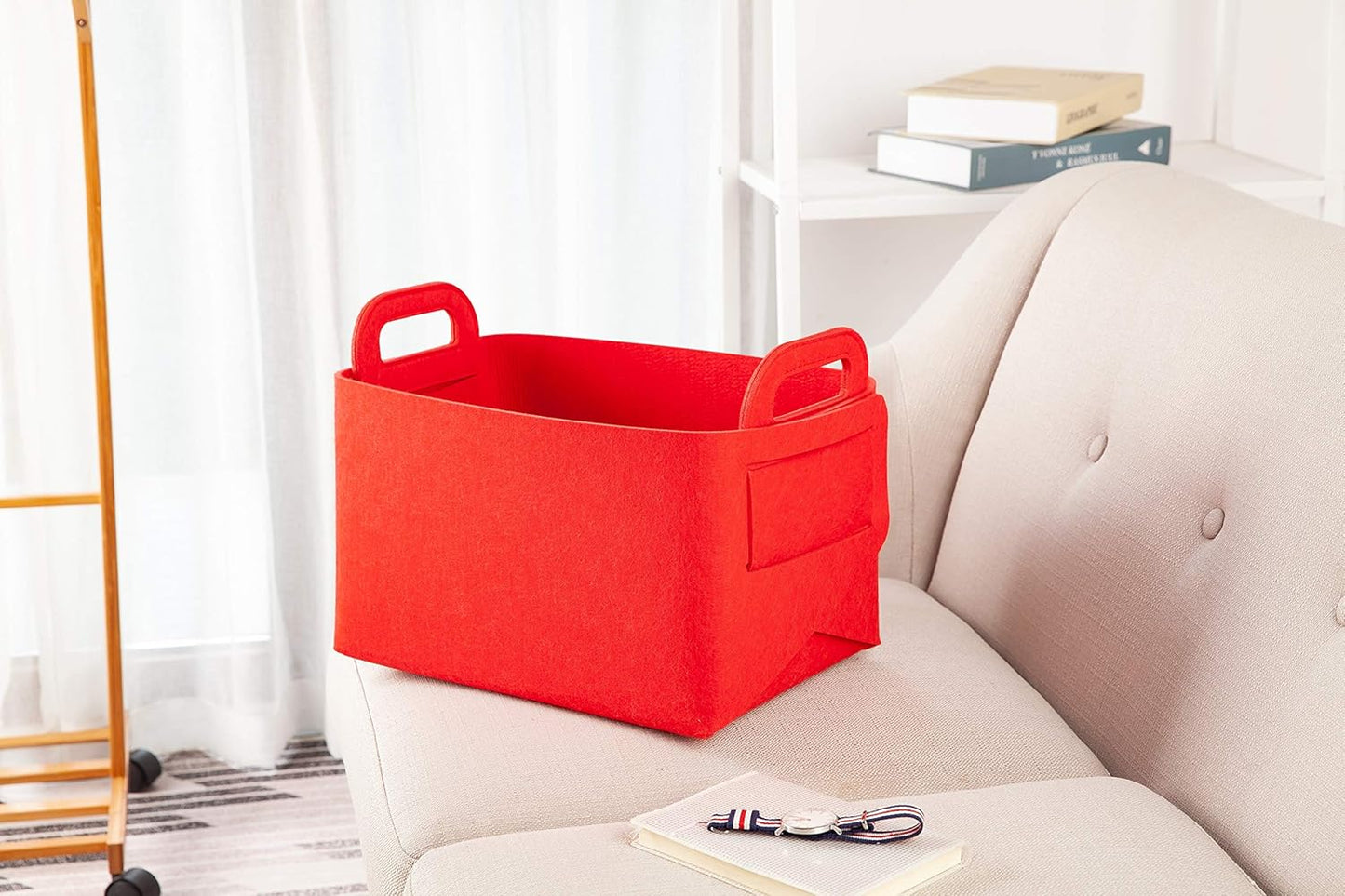 Minoisome Storage Basket Felt Storage Bin Collapsible& Convenient Box Organizer with Carry Handles