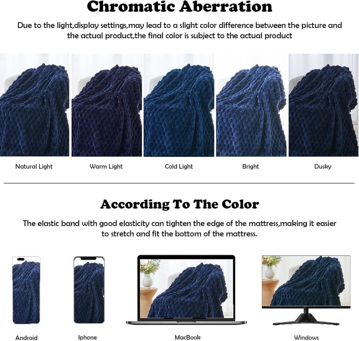NEWCOSPLAY Super Soft King Blanket Dark Navy Premium Silky Flannel Fleece 3D Clouds Stylish