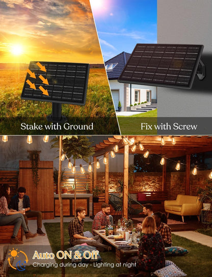 100 FT Solar String Lights Outdoor Waterproof with Remote & USB Port, Solar Power Patio Hanging