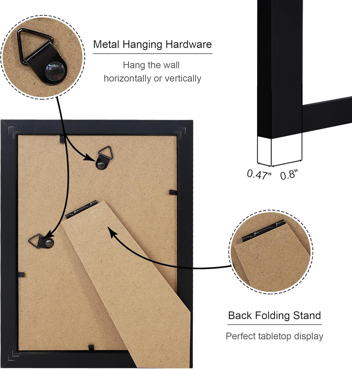 5x7 Picture Frame Set of 4, 5 x 7 Wood Photo Frames with Mat for 4x6, Wooden Frame with Real Glass