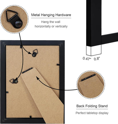 5x7 Picture Frame Set of 4, 5 x 7 Wood Photo Frames with Mat for 4x6, Wooden Frame with Real Glass