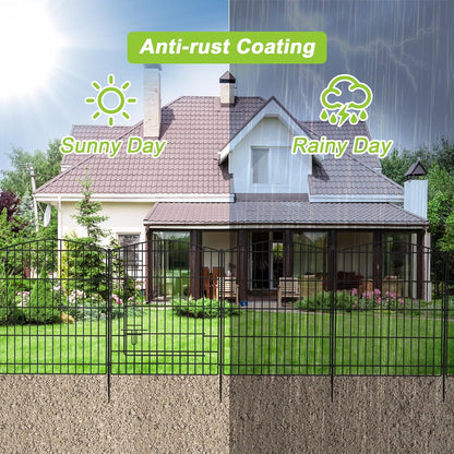 INJOPEXI Garden Fence 12 Panels 23.6ft (L)×30in (H) Decorative Garden Fences with 11 Panels + 1