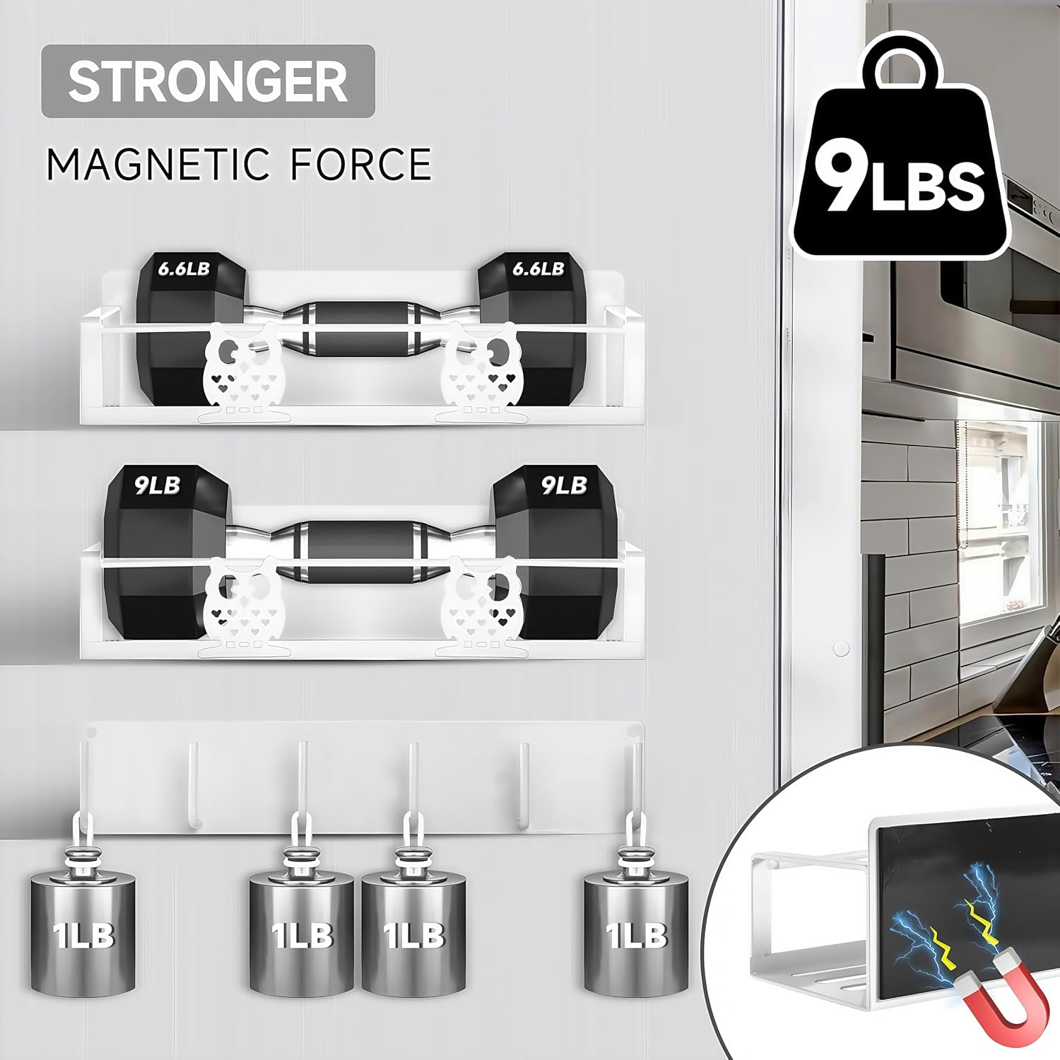 Magnetic Spice Rack,Magnetic Shelf for Fridge,Spice Organizer,Fridge Organizer,Kitchen Storage