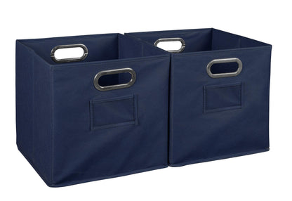 Niche Cubo Set of 2 Foldable Fabric Storage Bin with Label Holder- Blue