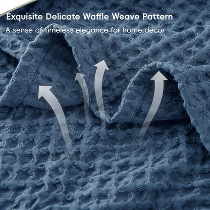 PHF Ultra Soft Waffle Weave Blanket King Size 104"x 90"- Washed Lightweight Breathablee Cozy Woven