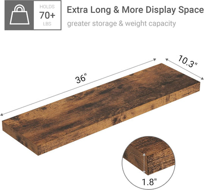 10 inches Deep Floating Shelves 36 inch Long, Sing Shelves for Wall Heavy Duty for Bedroom