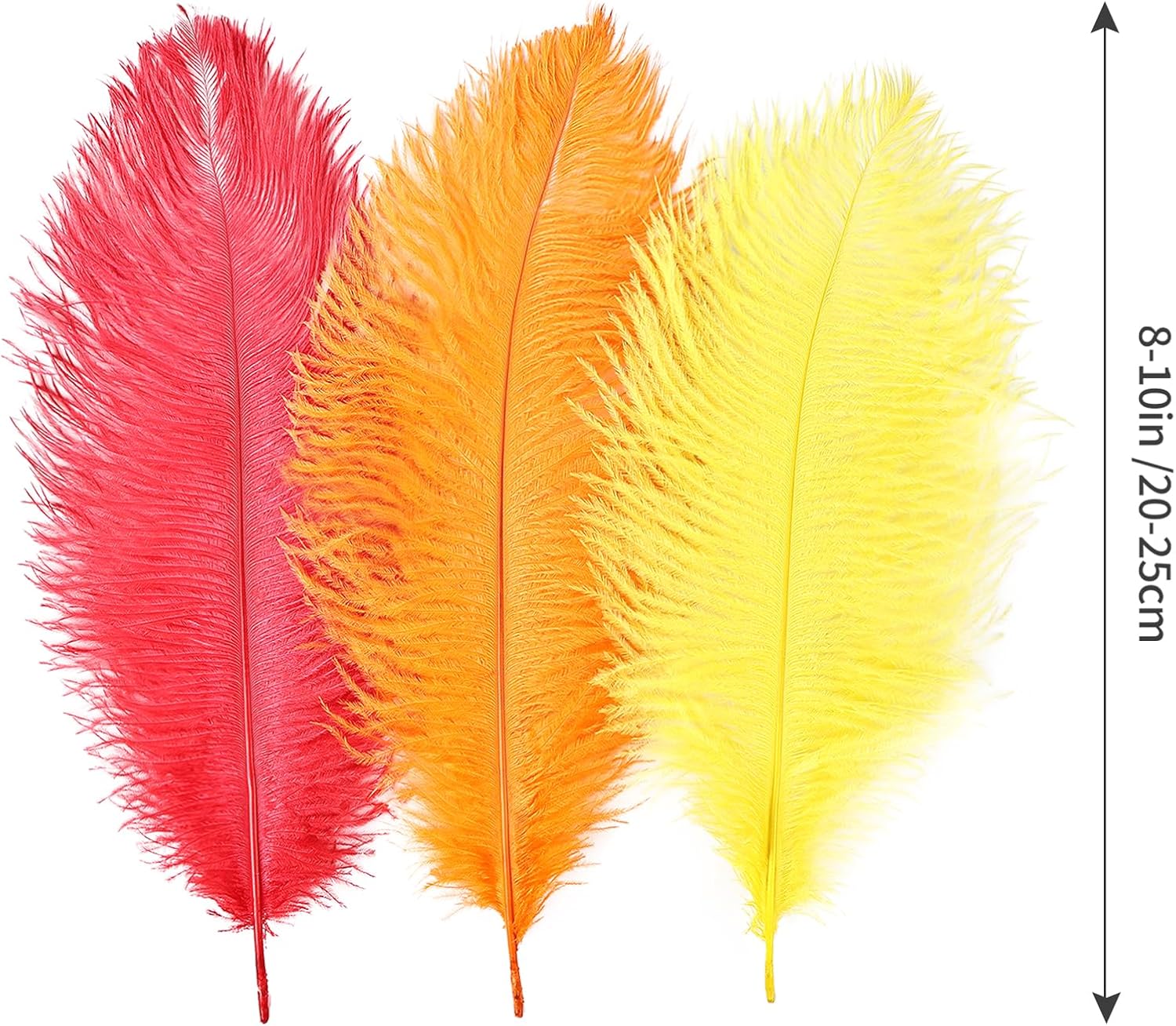 THARAHT Red Orange Yellow Ostrich Feathers 24pcs Natural Bulk 8-10Inch 20cm-25cm for Crafts Wedding