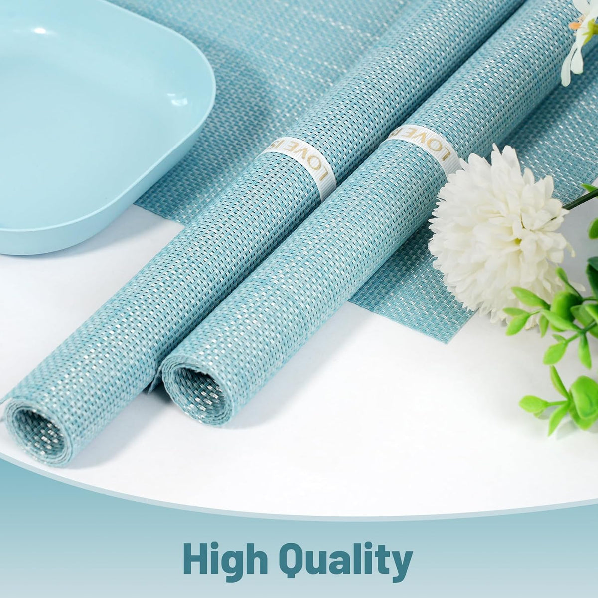 Placemats Set of 6，Non-Slip PVC Weave Table Mats Easy to Clean，Heat Resistant Place Mats for