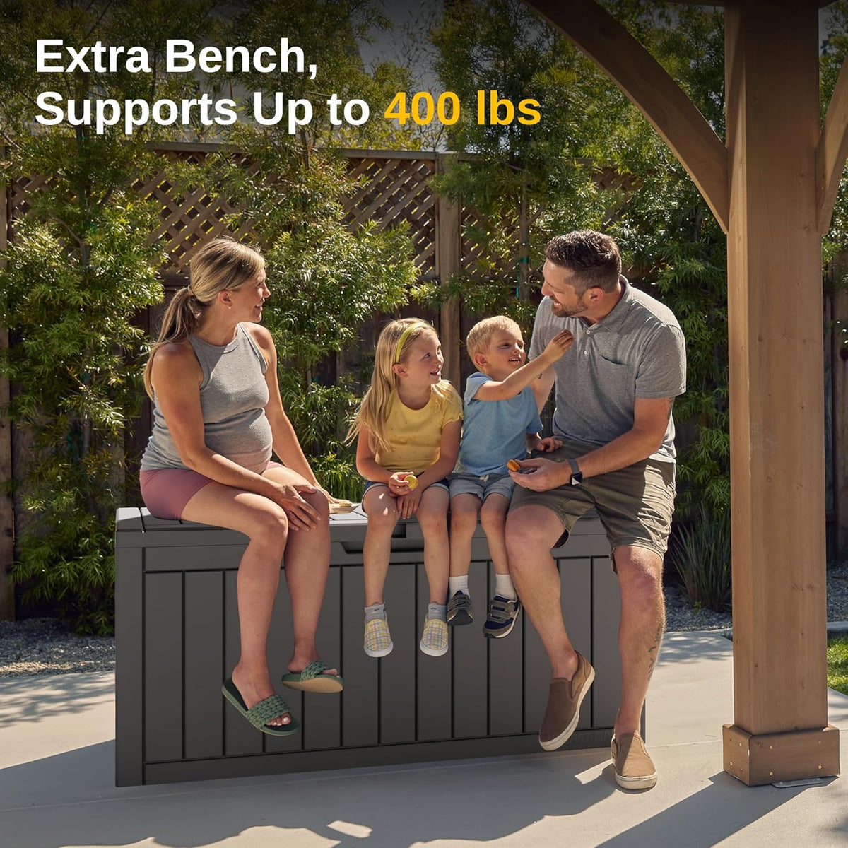 EAST OAK Outdoor Storage Box, 90 Gallon Deck Box, Waterproof Resin Storage Bin for Patio Cushions