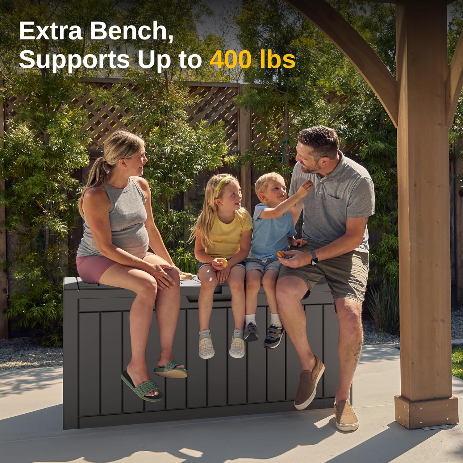 EAST OAK Outdoor Storage Box, 90 Gallon Deck Box, Waterproof Resin Storage Bin for Patio Cushions