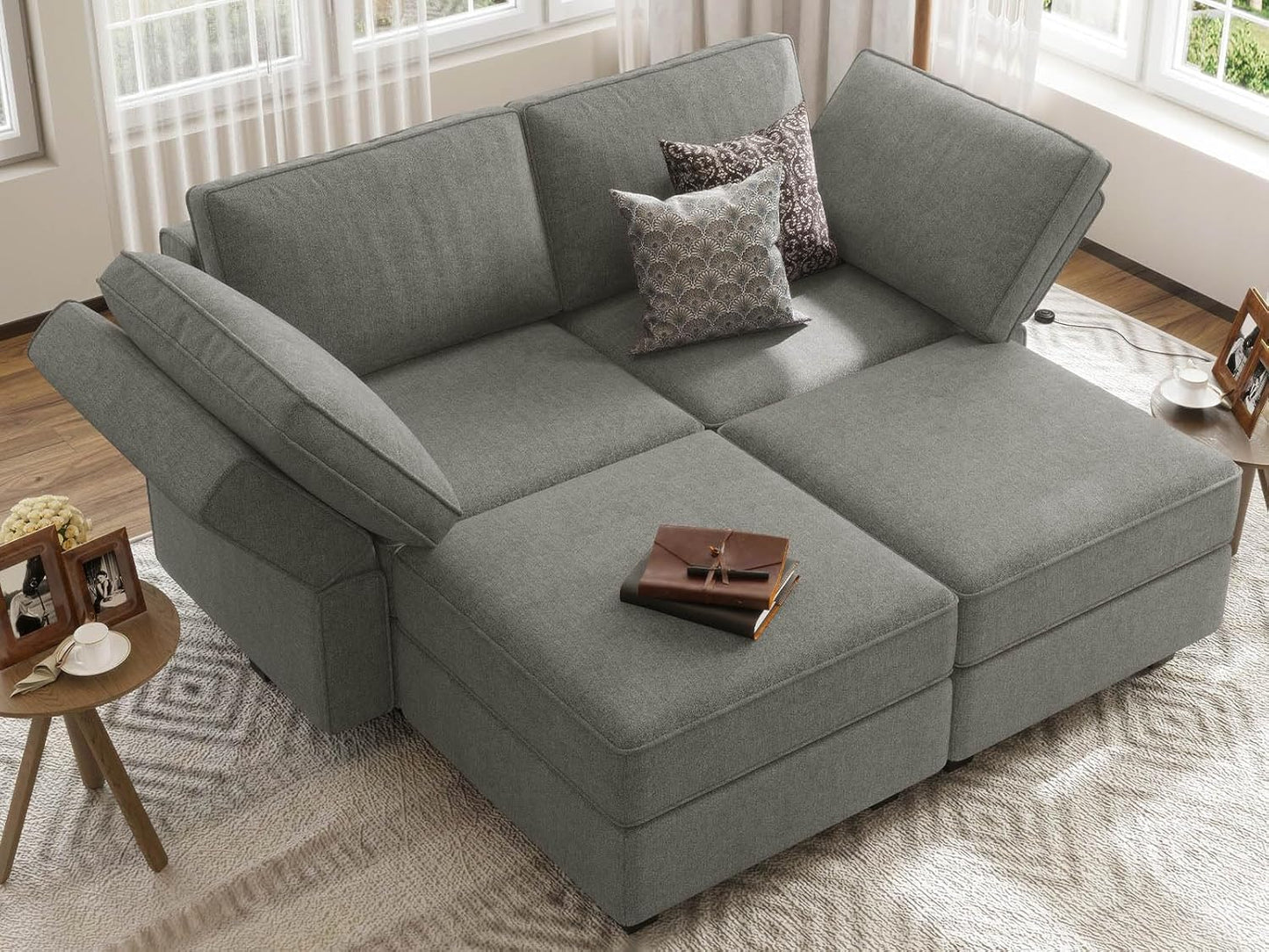 Bellfin Modular Sectional Sleeper Sofa Convertible Sofas with Storage Ottomans Small Sectional