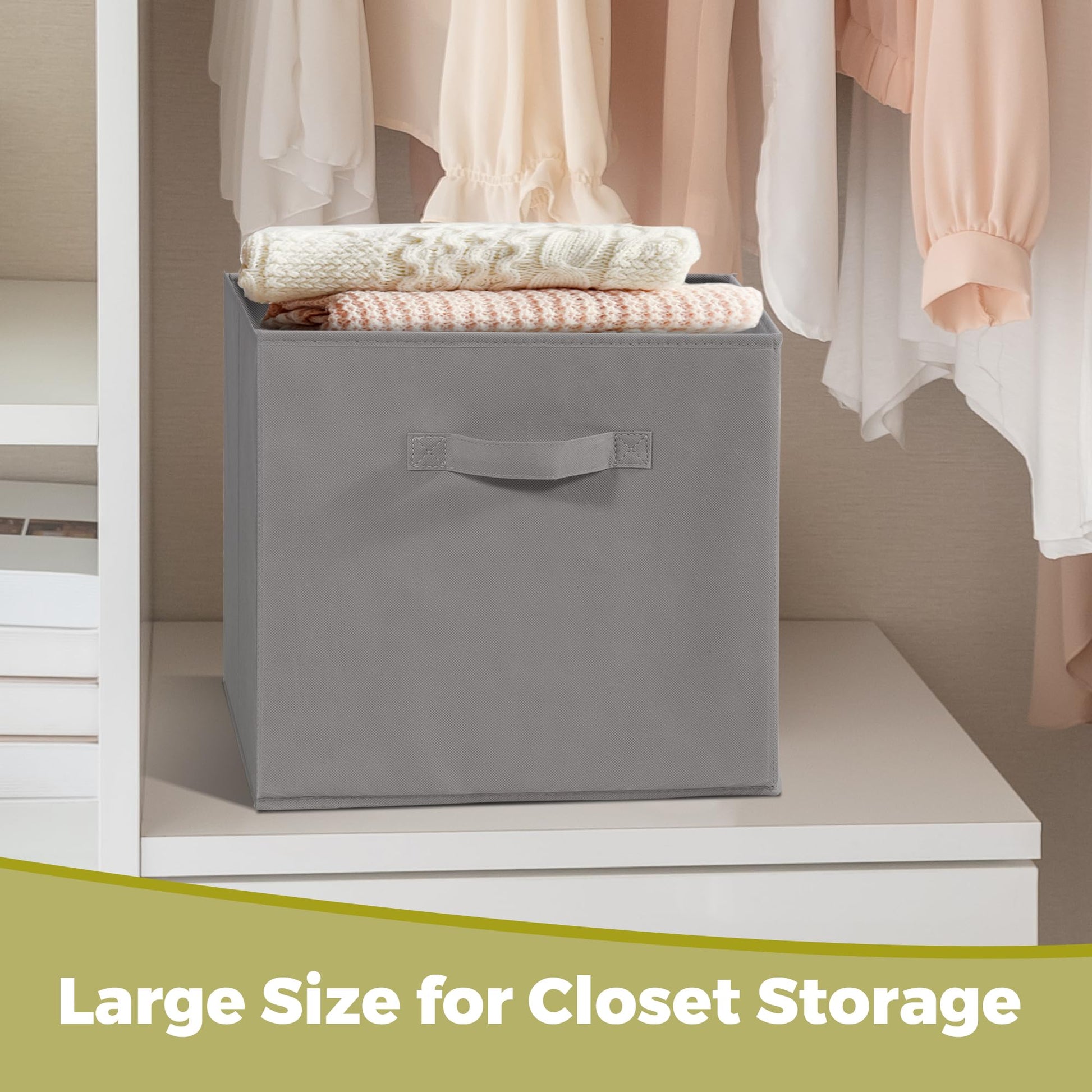STORAGEIDEAS 11x11 Storage Bins, Set of 10 Storage Cubes, Collapsible Cube Storage Bins, Fabric