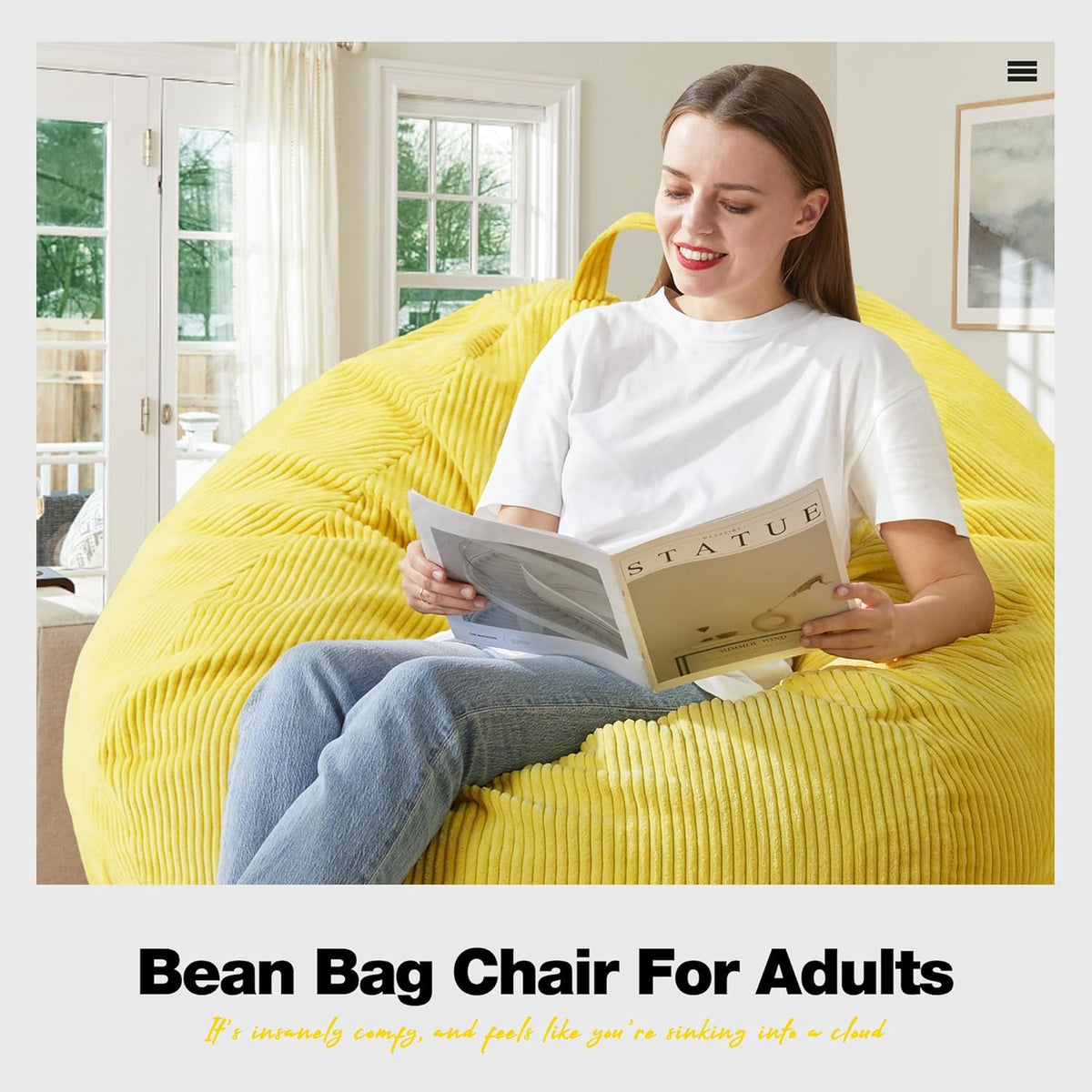 Hobestluk 4.5FT Bean Bag Chair Giant Bean Bag Chair with Filler Included Adult Bean Bag Chairs with