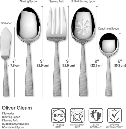 Mikasa, Oliver Gleam Flatware Service for 12, 65 Piece Set, 18/10 Stainless Steel, Silverware Set