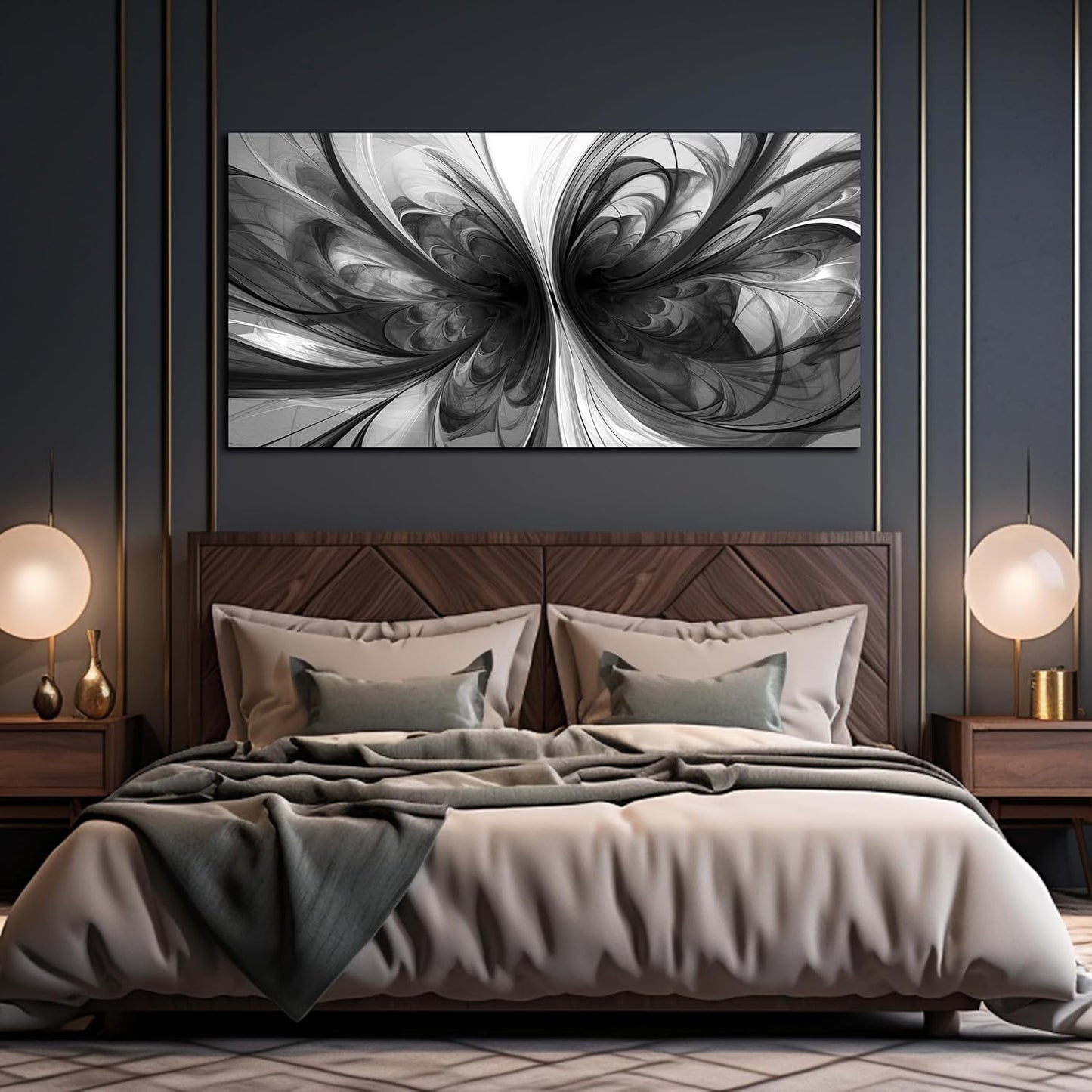 Large Abstract Canvas Wall Art Living Room Black Art Wall Decor for Office Teenage Boy Room Decor