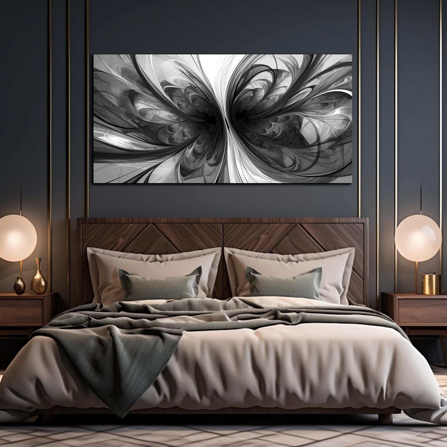Large Abstract Canvas Wall Art Living Room Black Art Wall Decor for Office Teenage Boy Room Decor