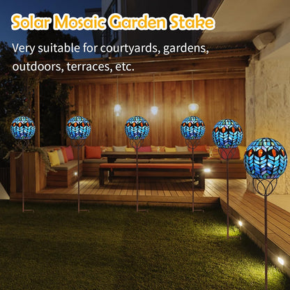 Afirst Solar Outdoor Garden Lights Decorative - Mosaic Solar Stakes Gazing Ball Waterproof Outdoor