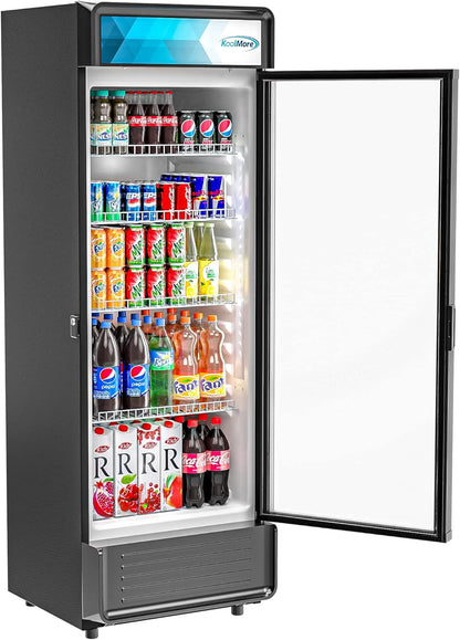 KoolMore Commercial One Glass Door Display Upright Beverage Refrigerator Cooler Merchandiser - 12