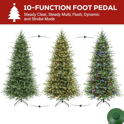 Hykolity 7.5 ft Prelit Christmas Tree, 2933 PE&PVC Realistic Branch Tips, Frasier Grande Christmas