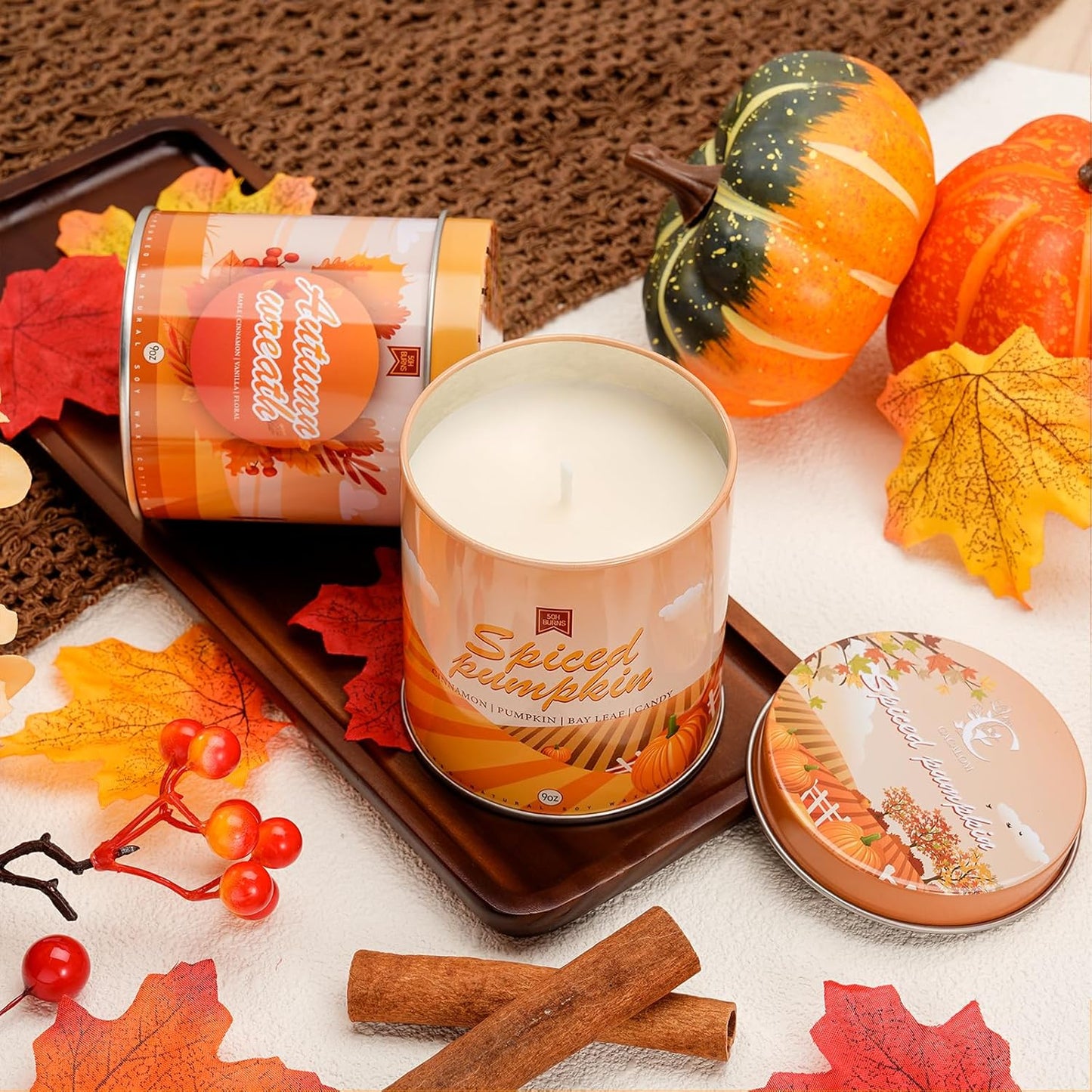 4 Pack Scented Fall Candles Set, 36oz Aromatherapy Soy Wax Candles for Home Scented, Halloween