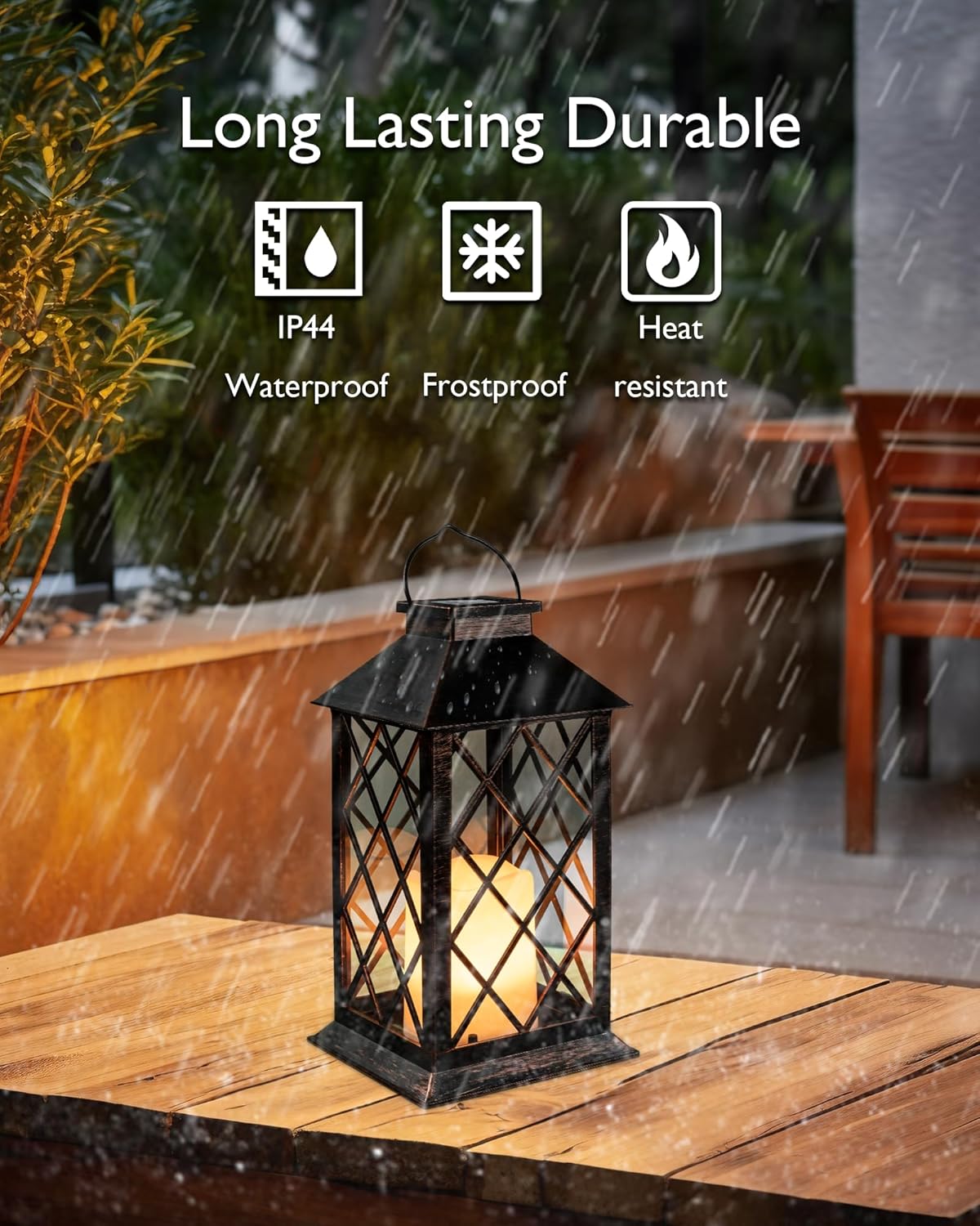 Homemory Solar Lanterns Outdoor Waterproof Hanging with Flickering Flameless Candles, 2 Pack 13''