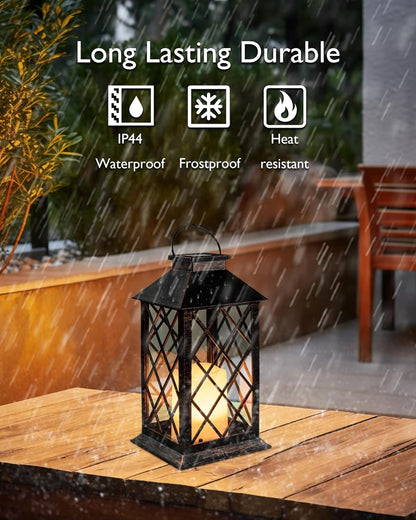 Homemory Solar Lanterns Outdoor Waterproof Hanging with Flickering Flameless Candles, 2 Pack 13''