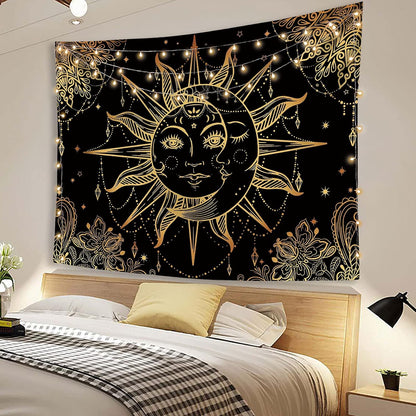 Lunerfex Hippie Sun and Moon Tapestry Bohemian Tapestry Aesthetic Cute Tapestries for Bedroom and