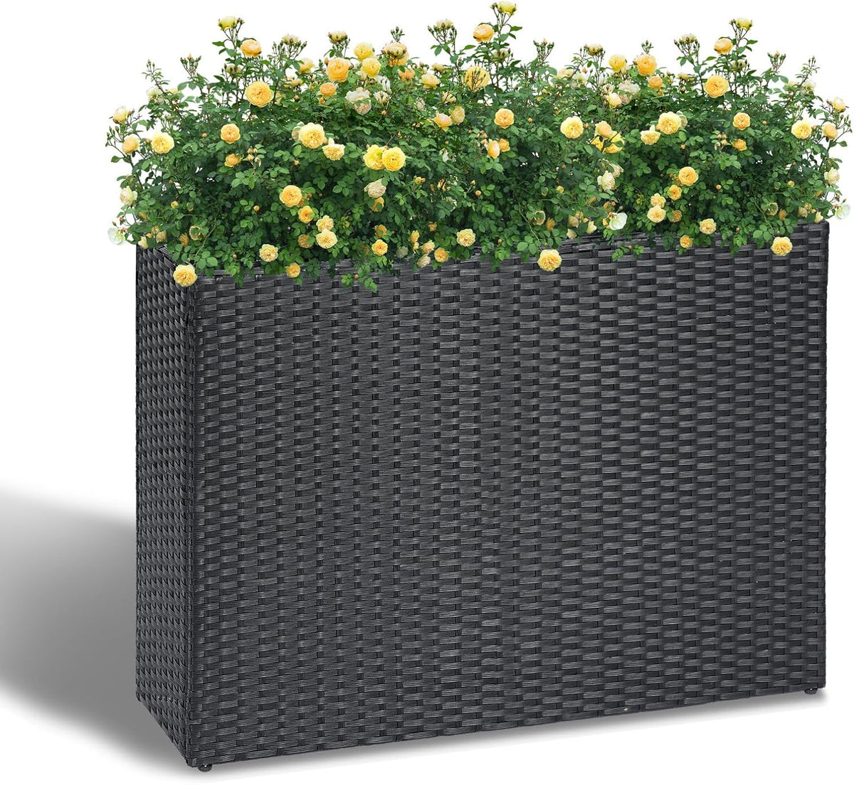 LEWIS&WAYNE Large Rectangular Block Planter Box Handmade Wicker Tall Planters for Outdoor Plants
