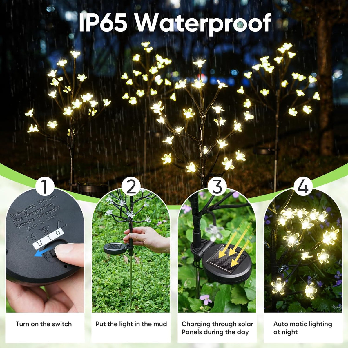 Solar Garden Lights Garden Decor, Solar Flowers Lights Outdoor Decorative,2Pack 40LED Solar Lights
