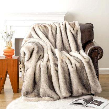 BATTILO HOME Luxury Fluffy Faux Fur Throw Blanket, Cozy Warm Fur Blanket for Couch Sofa, Plush
