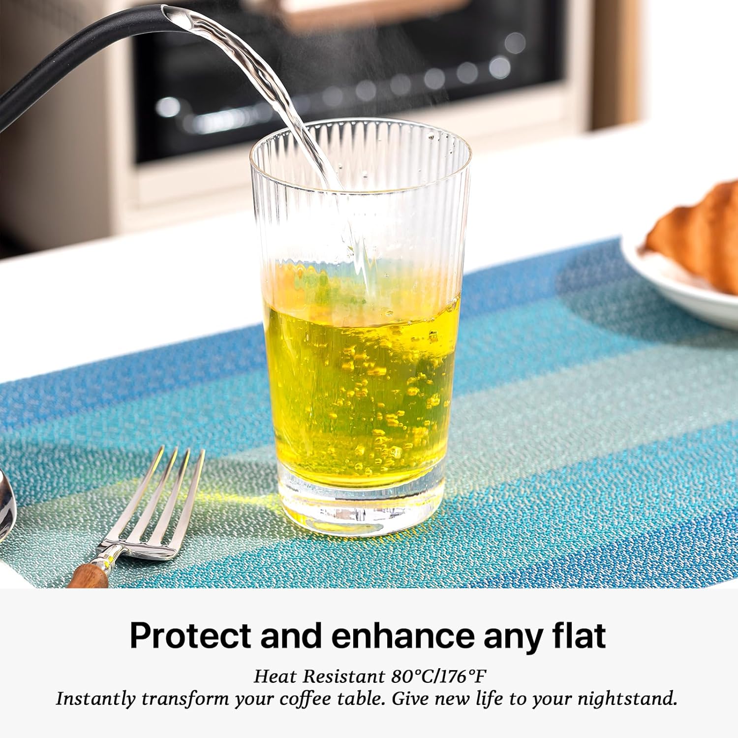 LEXMORE Placemats Set of 4 Vinyl/Plastic Woven Place Mats for Kitchen Table Indoor/Outdoor Washable