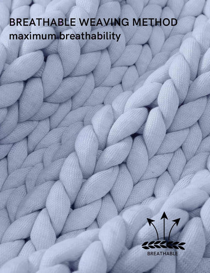 YnM Chunky Throw Blanket, Medium-Weight, Hand Knitted, Skin Friendly, Ventilated and Breathable