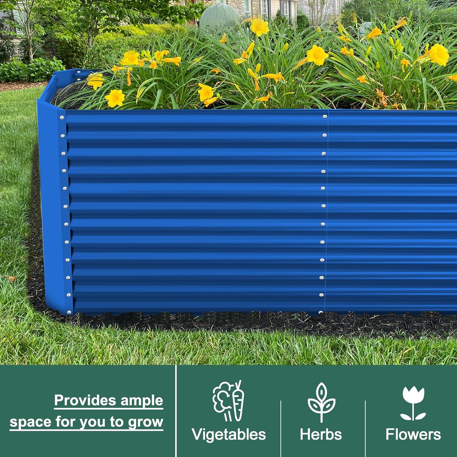 Land Guard 6x3x3ft Rectangular Galvanized Raised Garden Beds, Large-Capacity Metal Planter Box