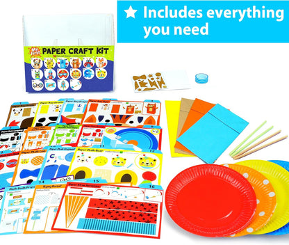 KRAFUN My First Safari Animal Paper Craft Kit, 16 DIY Arts and Crafts Zoo Animal, Organized Craft